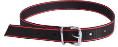 Koehalsband zwart rood met tonggesp 130 cm