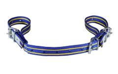 Koecluster, anti-spagaatband(knelgesp) verstelbaar blauw/geel