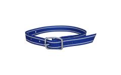 Koehalsband blauw/wit met tonggesp 130cm