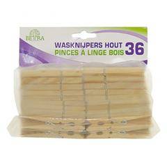 Wasknijpers hout 36 stuks