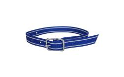 Koehalsband blauw/wit met tonggesp 130cm