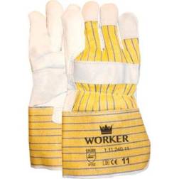 Nerflederen handschoen met gerubberiseerde gele kap