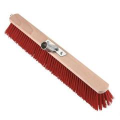 Bezem nylon rood verstevigd