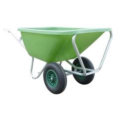 Kruiwagen Fort 200L groen HDPE bak verzinkt onderstel 2-wiel